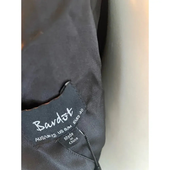 Bardot Women's Taegen Midi Dress Navy Blue Black Size 8 Lace Off Shoulder Lacey - Picture 7 of 9